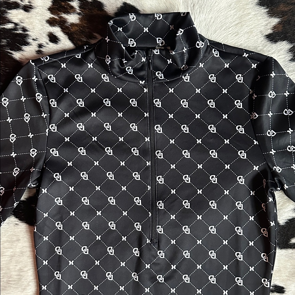 Y2K Divided by H&M Black and White Patterned Bodycon Long Sleeve Mini Dress - Picture 2 of 10